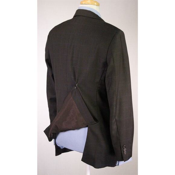 Hugo Boss The James4 Brown Black Blue Plaid Windowpane Wool Sportcoat Blazer 40R - Picture 7 of 11